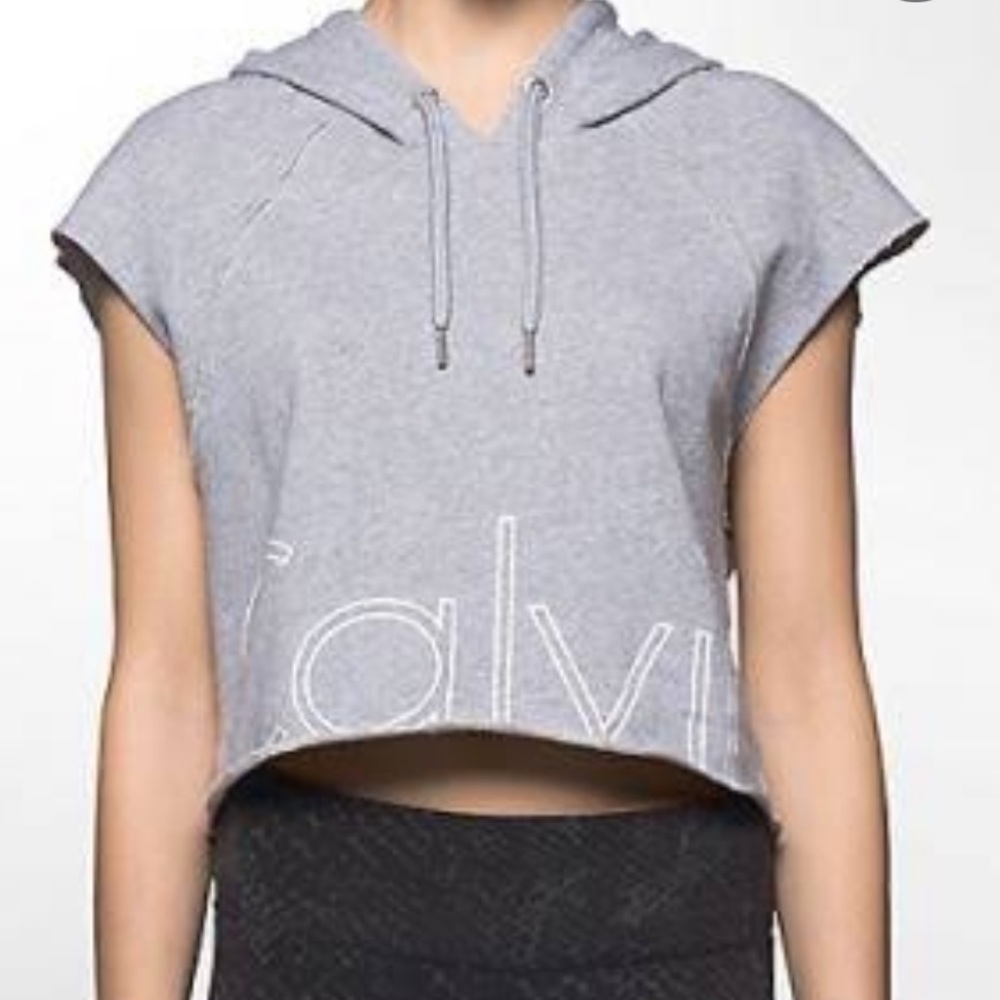 Calvin Klein Purple Crop Muscle Sleeveless Hoodie
